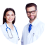 man and woman doctors smiling