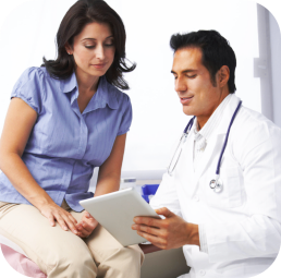 doctor and patient looking at the tablet